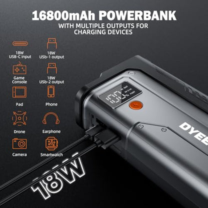 Car Jump Starter 5000A, Jump Starter Portable Battery Pack for 10.0L Gas and 8.0L Diesel Engines, 12V Lithium Jumper Box, Car Starter Booster with Power Bank, LED Light, Jumper Cable - color: Steel