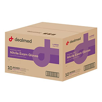 Dealmed Medical Exam Gloves – 2000 Count Large Nitrile Gloves, Disposable Non-Irritating Latex Free, Multi-Purpose Use for a First Aid Kit and Medical Facilities - color: Purple (Case of 10), size: Large (Pack of 200)