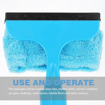 Double-Sided Window Wiper Cleaner 2pcs Blue Water-Jet Glass Cleaning Tool for Dirt Removal and Water Spots, Reusable Squeegee for Home, Shower, and Car Windows