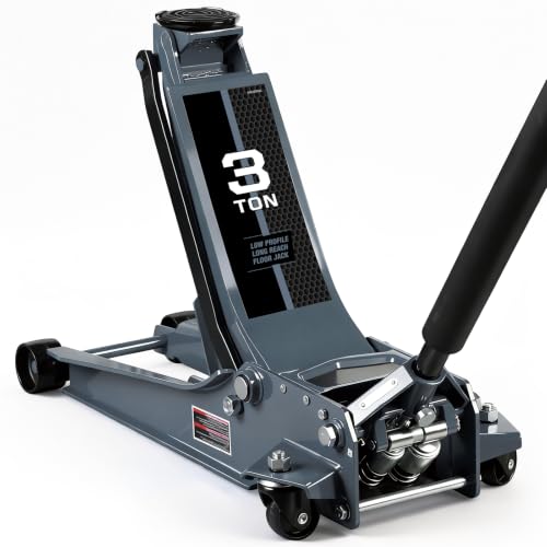 3 Ton Floor Jack Extra Long-Reach Low Profile Hydraulic Jack with Dual-Piston Quick Lift Pump, Home & Shop Auto Repair, Fits Most Vehicles, 6,600 lb Capacity, Gray