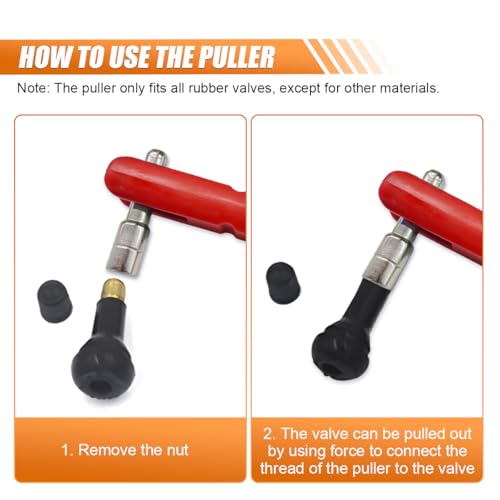 Car Tire Valve Stem Puller/Installer Tool with T Handle - No Scratch Car Valve Stem Remover Extender Adapter Replacement - Universal Car Tire Valve Stem Removal and Installation Repair Tool (Red) - color: Red