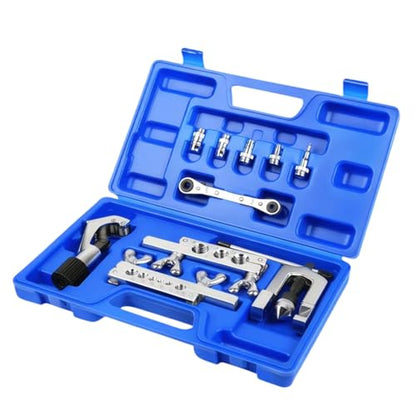 Wostore Flaring & Swaging Tool Kit, 45° HVAC Brake Line, 11-Pc, 1/8-3/4" | 45° single flare & swage for HVAC, refrigeration & brake lines. 11-pc: tube cutter, ratchet wrench, carry case. 1/8 to 3/4"
