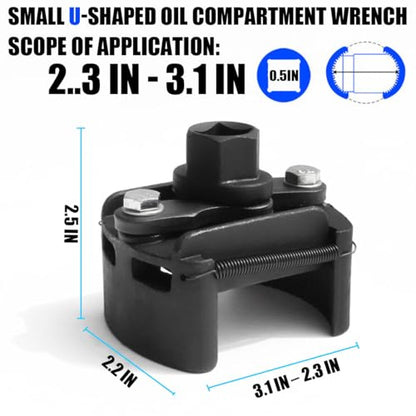 BESULEN Oil Filter Wrench Removal Tool Adjustable Use for 2.36 inch to 3.15 inch, Durable Cap Spanner Tool Set, Pliers with 2 Non-Slip Jaws, Car Accessory