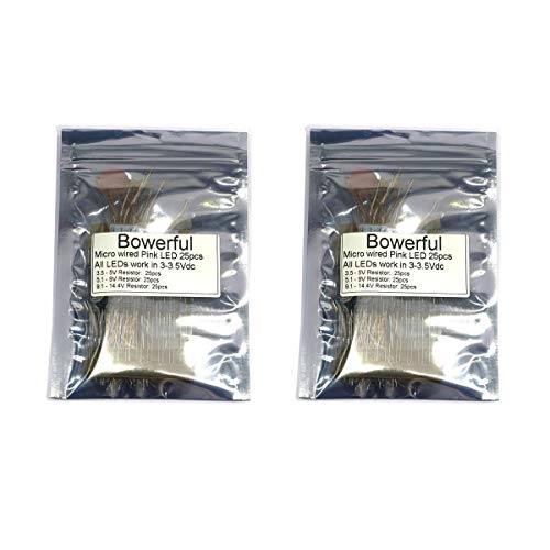 50pcs Pre-soldered Micro Litz Wired Leads Pink SMD Led 0603 + Muti-Resistor New - color: (7)Pink, size: 50pcs
