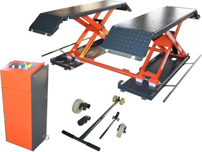 KATOOL Portable Car Lift Mid Rise Scissor Lift 110V Electric Power Mid-Rise Car Lift Max. Lifting Height 41.25" Hydraulic Vehicle Lift,Adjustable Quick Jack, X85-110V - color: Orange