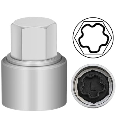 L Wheel Locking Nut Key Compatible with Audi Series, (Socket OD 27mm - ID 25mm), Wheel Lock Nut Socket Adapter, Wheel Anti-Theft Lug Nut Removal Tool, Anti-Theft Screw Remover - size: Socket L
