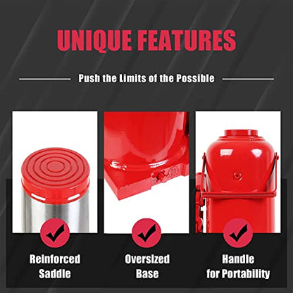 BIG RED 50 Ton (100,000 LBs) Torin Welded Hydraulic Car Bottle Jack for Auto Repair and House Lift, Red, TAM95007 - size: 50 Ton (100,000 LBs), style: 50 Ton (100,000 LBs)Heavy Duty