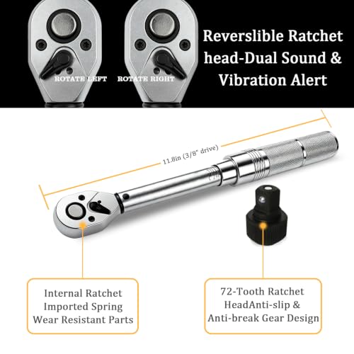 TYD 1/2 Inch Drive Preset Click Torque Wrench 5–60 Nm ±4% High Accuracy | Adjustable Torque Wrench 72-Tooth Ratchet Storage Case for Motorcycle Full Maintenance, Car Spark Plug, Brake Caliper, DIY - style: TG-60(5-60NM)