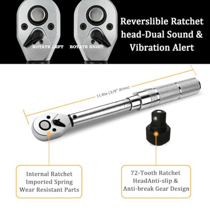 TYD 1/2 Inch Drive Preset Click Torque Wrench 5–60 Nm ±4% High Accuracy | Adjustable Torque Wrench 72-Tooth Ratchet Storage Case for Motorcycle Full Maintenance, Car Spark Plug, Brake Caliper, DIY - style: TG-60(5-60NM)