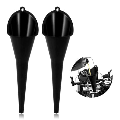 2 PCS Oil Funnel, Multi-Purpose Plastic Long Neck Oil Funnel, Automotive Use Funnels for Filling Oils Lubricants Water Diesel, Kitchen Funnels for Filling Bottles Jars (Black) - color: Black, 2 PCS