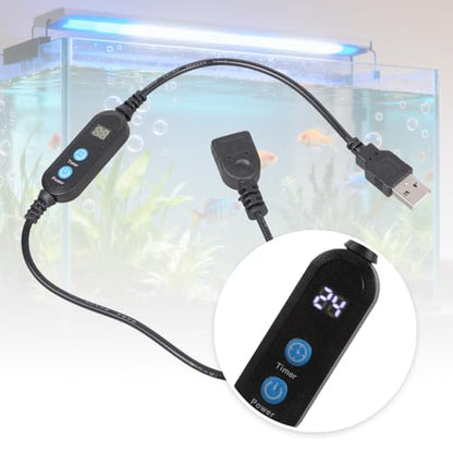 USB Timer Cable with Adjustable 1-30 Minutes Countdown, Auto Power Off Switch for Aquarium LED Lights Fan Kitchen Appliances, 50cm USB Male to Female Timing Cord with Shutoff Button