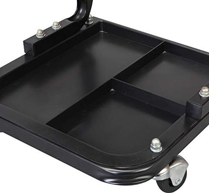 Torin ATR7211 Blackjack Rolling Creeper Garage/Shop Seat: Padded Mechanic Stool with Tool Tray Storage, Black, Large