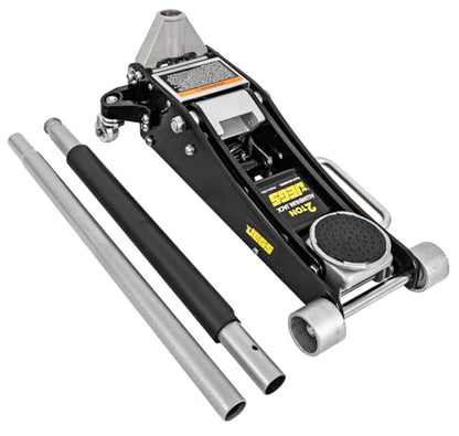 JEGS 2-Ton Low-Profile Aluminum Floor Jack [4,000 lbs. Capacity] | 2-Ton Low-Profile Aluminum Floor Jack for your shop/garage; aluminum and rubber construction
