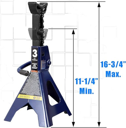 TCE 3 Ton (6,600 LBs) Jack Stands, with Adjustable Lock Car Jack Stand, Fit for Vehicle, Car, Blue, 2 Pack - size: 3 ton jack stands