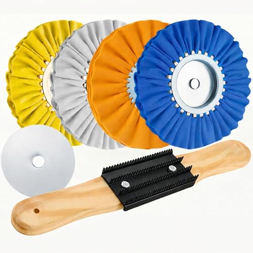 8 Inch Aluminum Polishing Kit – 6PCS Airway Buffing Wheel for Drill and Grinder Professional Rim Polishing and Metal Kit for Polished Aluminum Wheels Restoration and Shine