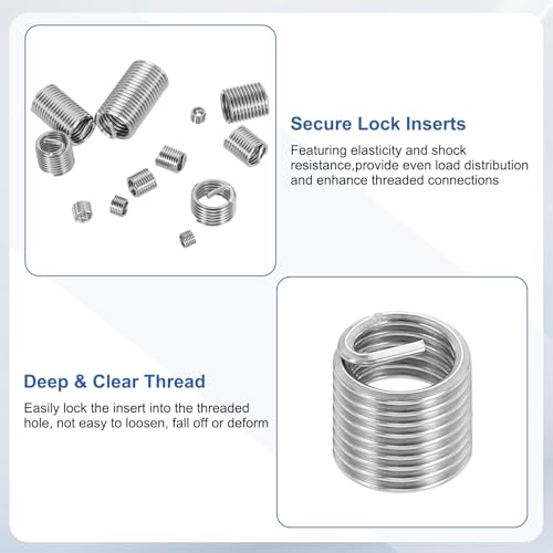 PATIKIL Wire Thread Inserts 1/4-28 UNF 1.5D 9.6mm, 20Pcs 304 Stainless Steel Helical Coiled Wire Screw Threaded Sleeve Sheath for Mechanical Equipment Automotive Repairs - size: 1/4-28 UNF, 9.6mm