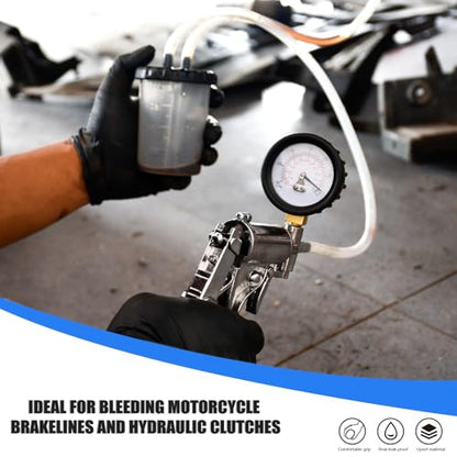 Hand Vacuum Pump Brake Bleeder Kit, Brake & Clutch Bleeding Bleeder | Zinc-diecast Metal, Single Person Design, Automotive Tuning & Testing Silver - color: Silver