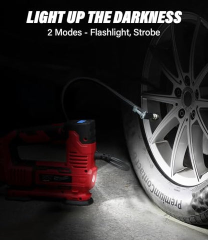 AVID POWER Tire Inflator Portable Air Compressor, 20V Cordless Car Pump w/Rechargeable Li-ion Battery, 12V Car Power Adapter, Digital Pressure Gauge, 150PSI Tire Compressor for Many Inflatables