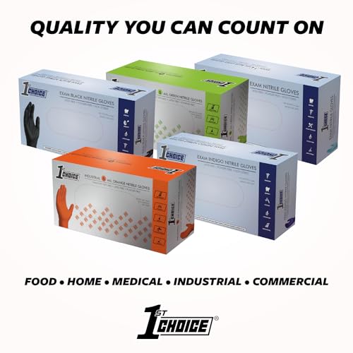 1st Choice Nitrile Gloves Disposable Latex-Free, Black, 5 Mil for Cooking, Cleaning, Automotive, Industrial, Food Prep, Home - size: Medium, style: 5 Mil, 2 Boxes of 100