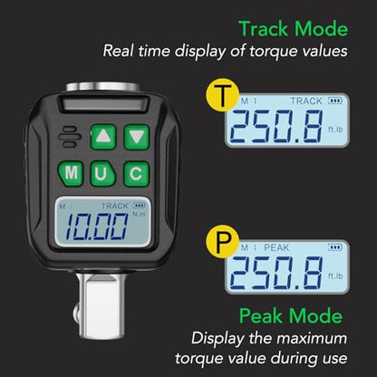 Digital Torque Wrench Adapter Set 1/2" Drive,Electric Wrenches,Snap on Digital Inch Pound Torque Wrench,1/4",3/8" Torque Adapter for Car,Motorcycle & Automotive (7.4-147.5 Ft-lb/10-200 Nm) - size: 7.4-147.5 Ft-lb/10-200 Nm