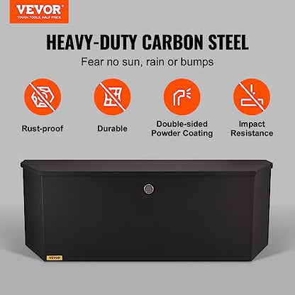 VEVOR Trailer Tongue Box, Heavy Duty Trailer Tongue Tool Box Storage Organizer with Lock & Keys, Utility Tool Chest for Pickup Truck Bed, RV, SUV, Off-Road Vehicle, Steel, 36" x 12" x 12" - size: 36" Black, style: Steel