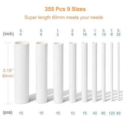 Heat Shrink Tubing Kit 355pcs - 3:1 Adhesive Lined - Electrical Waterproof Industrial Heat Shrink Terminal Connectors - Marine Grade Wire Connector Shrink Wrap Tube - 3.15" Length - White - size: 355pcs White