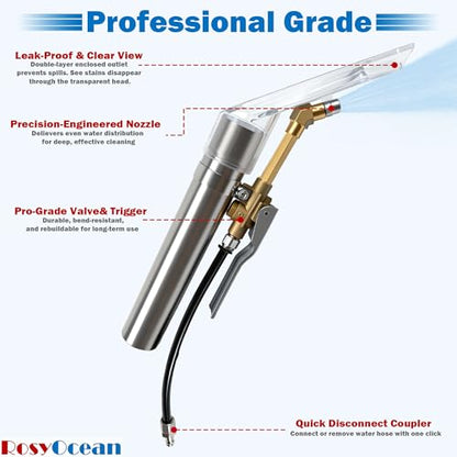 Extractor Hose Wand Kit w/ 3 Size Vacuum Adapters | Complete hose & hand wand set，Three conversion adapters，Compatible with all workshop vacuums - size: Small A with Spray Nozzle & Water Hose