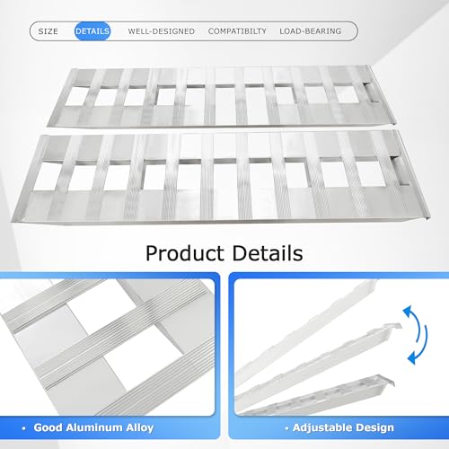 ALMULOO 60" x 15" Aluminum Trailer Ramps 6800 LBS Motorcycle ATV Loading | Ramps Truck Heavy Duty Hook End & Knife Foot