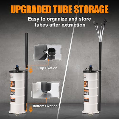 FOUR UNCLES Oil Extractor - Vacumm Fluid Extractor with Pump Tank Remover & Tubes for Oil Change and a Hose for Brake Bleeding - size: 6.5L Manual