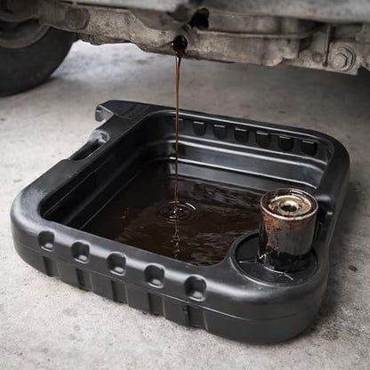 Scepter AMKIT01 15.5 Quart Oil Drain Pan with Pour Spout and 18-Inch Mechanics Funnel Kit for Automotive Fluids Including Engine Oil, Anti-Freeze, Transmission Fluid and More, Black - style: 15.5