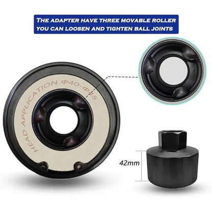 Inner Tie Rod End Removal Tool Kit Axial Steering Ball Joint Puller Remover 30-35mm 35-40mm 40-45mm 1/2" Drive
