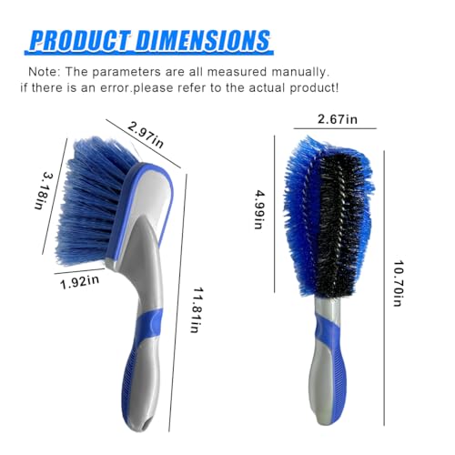 Craedli Wheel & Tire Brush for Car Rim, Soft Bristle Tire Cleaner Car Wash Brush Auto Detailing Tool, Short Handle Scrub Brush Cleaning Supplies for Wheels, Rims, Carpet, Truck, SUV(2PCS) - size: 2PCS