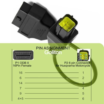 16 Pin 6 Pin OBD2 OBDII Motorcycle Diagnostic Cable Adapter Compatible with Husqvarna - color: For Husqvarna 6Pin