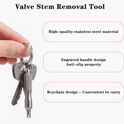 2 PCS Valve Stem Removal Tool & Valve Core Tool - Tire Valve Stem Tool | Stainless Steel Tire Valve Stem Tool Portable Valves Core Disassembly and Repair Tools for Bicycle Car Motorcycle Repair