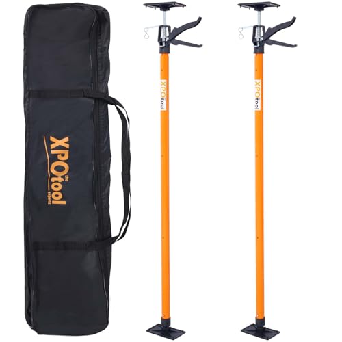 2 Pack Adjustable Support Pole, Steel Telescopic Adjustable 3rd Hand Support System, Extends 45 to 114 Inch, Supports up to 154 lbs for Jacks, Cargo Bars, Drywalls (Orange, 45"-114" 2PC) - color: Orange, size: 45"-114" 2PC
