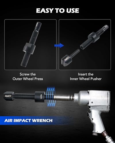 Orion Motor Tech Dual Wheel Separator Tool, 4-Piece Wheel Hub Removal Tool with 11 Threads One-Piece Pusher, Dual Wheel Removal Tool Fit for Most Dually Wheels Truck Bus Van Trailer