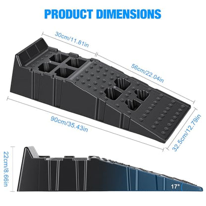 13,000 lbs Heavy Duty Car Ramps for Oil Changes (2 Pcs), 12" Extra Wide Portable Car Lift for Home Garage, 8.6" Lift Height Auto Repair Ramps Black