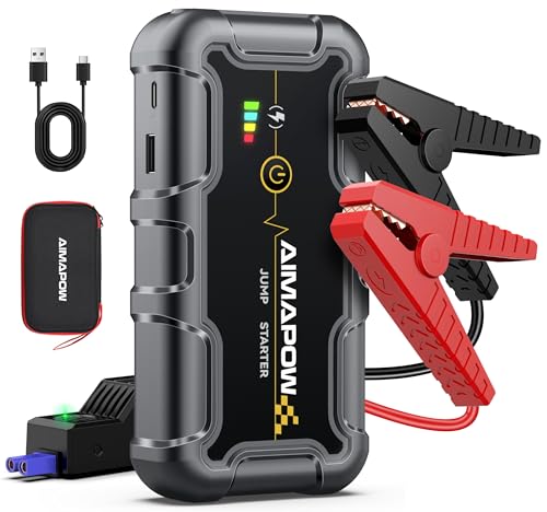 AIMAPOW Portable Car Battery Jump Starter 8000A 20000mAh Jump Box, Car Jumper Starter Portable Jumper Cables for car(AllL Gas/10L Diesel), Fast Charge, Lights, Compact - size: 8000