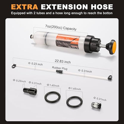 FOUR UNCLES Fluid Transfer Syringe for Engine Oil & Gear Oil 200cc | Cleaner Fluid Service, Precise Transfer Control, Reach Tight Areas, Reusable Garage Tool, DIY Maintenance Essential - size: 200cc