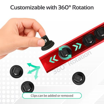CHAGO 3PC Magnetic Socket Organizer, 40 Clips 1/4" 3/8" 1/2" Aluminum Swivel Rail