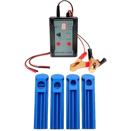 Upgraded Fuel Injector Tester and Cleaner Kit with 4 Adapters | 8 Pulse, 12V/5V Output Power Modes - DIY Cleaning Tool, Short Circuit Protector, Test Two Fuel Injectors Simultaneously - color: Upgraded version 4 adapters