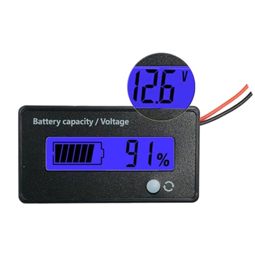 DC 12V 24V 36V 48V 72V Battery Meter, Battery Capacity Voltage Monitor Gauge Indicator, Lead-Acid&Lithium ion Battery Tester, for Golf Cart RV Marine Boat Club Car Motorcycle - with Alarm, Blue - color: Blue