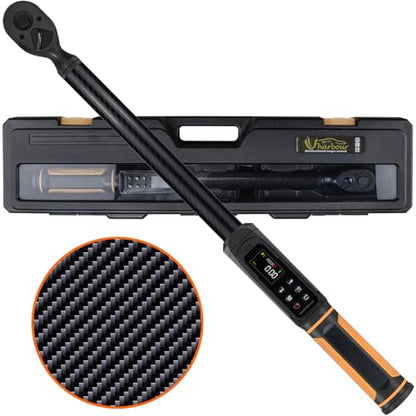 Uharbour Digital Torque Wrench 1/2 Drive with Carbon Fiber Body, 2.2-147.5 Ft.lb Range, ±1% Accuracy with Vibration, Buzzer and LED Alert, Suitable for Car, Motorcycle and Bicycle - size: 1/2" Drive 2.2-147.5 ft.lbs (Carbon fiber tube)