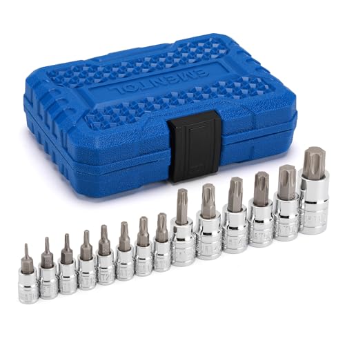 EMENTOL 14PCS Torx Bit Socket Set, CR-V, S2 Steel, 1/4", 3/8" and 1/2" Drive Star Bit Socket Set, T6 - T60 - size: 14PCS Standard Torx Bit Socket Set (T6-T60)