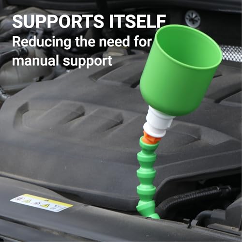 25.6 Inch Flexible Long Oil Funnel for Automotive Use, Bendable Hands-Free Transmission Fluid Spout, Universal Long Neck Filling Tool for Car Engine Oil, Coolant & Water, Reusable & Collapsible