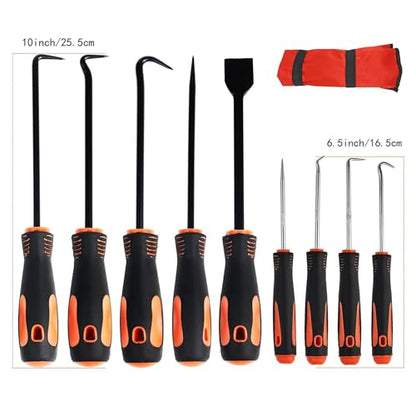 9Pcs Precision Hook and Pick Set with Scraper. Car Auto Oil Seal/O-Ring Seal Gasket Mini Precision Hooks Puller Remover,Excellent Home and Car Repair Remover Tools - size: 9set
