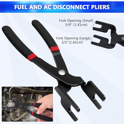 46pcs Master Quick Disconnect Tool Set Fuel Line Disconnect Tool Kit for Automotive A/C Fuel & Transmission Systems, Fuel Line Removal and Separator Tool Compatible with GM Ford Chrysler