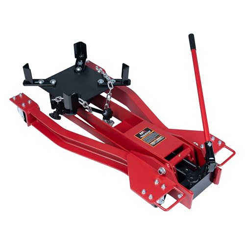 2000 lb Adjustable Hydraulic Transmission Jack – Low Profile Telescoping Floor Lift with 360° Swivel Casters, Heavy-Duty Steel Construction