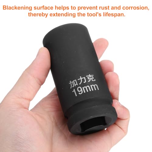 HARFINGTON 2pcs 4 Point Square Socket 3/4" Drive by 19mm Metric Square Impact Socket 40CR Blackening Standard Wheel Sockets Pneumatic Socket for Auto Repair Mechanical Maintenance Home Use - size: 19mm