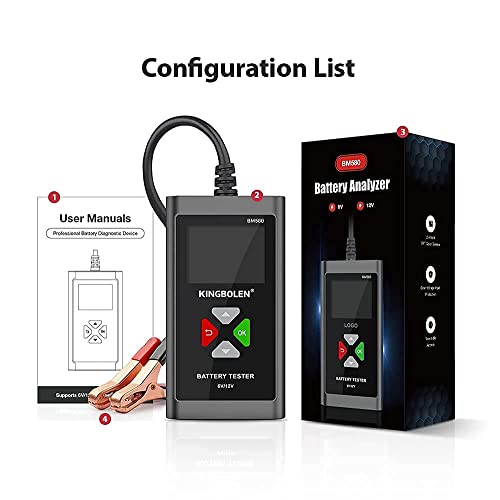 KINGBOLEN BM580 6V 12V Car Battery Tester, 100-2000CCA Voltage Tester, Precision Digital Auto Battery Analyzer, Loading/Charging/Starting System Tester for Cars SUV ATV Boats Motorcycles Vehicle